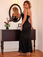Sparkling Square Neck Sequin Maxi Dress - TNT Dress Co.