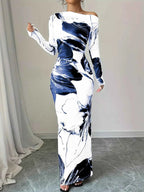 One Shoulder Long Sleeve Dress