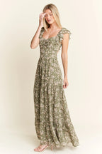 Ruffle Sleeve Tiered Maxi Dress - TNT Dress Co.