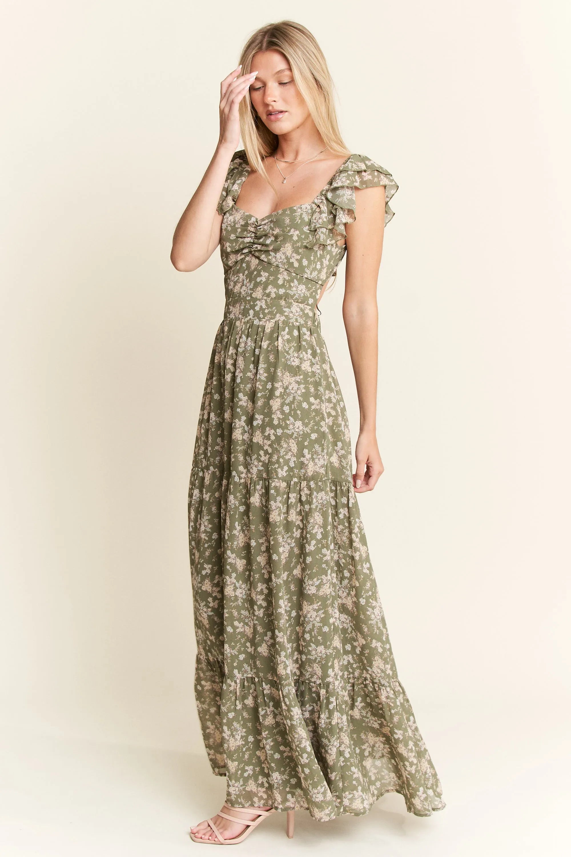Ruffle Sleeve Tiered Maxi Dress - TNT Dress Co.