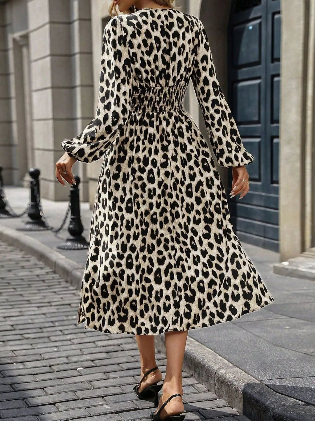 Leopard Print Long Sleeve Wrap Dress - The Nicole - Tayan Dress Co.