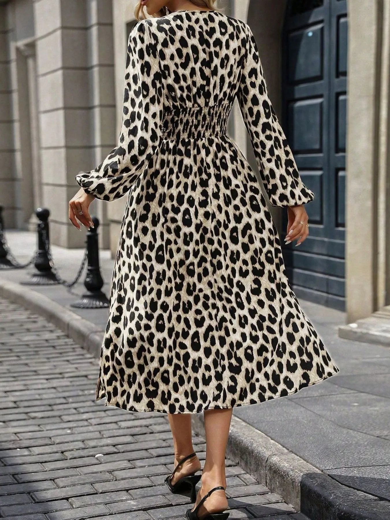 Leopard Print Long Sleeve Wrap Dress - The Nicole - Tayan Dress Co.