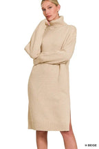 Turtle Neck Long Sleeve Sweater Dress - The Nicole - Tayan Dress Co.