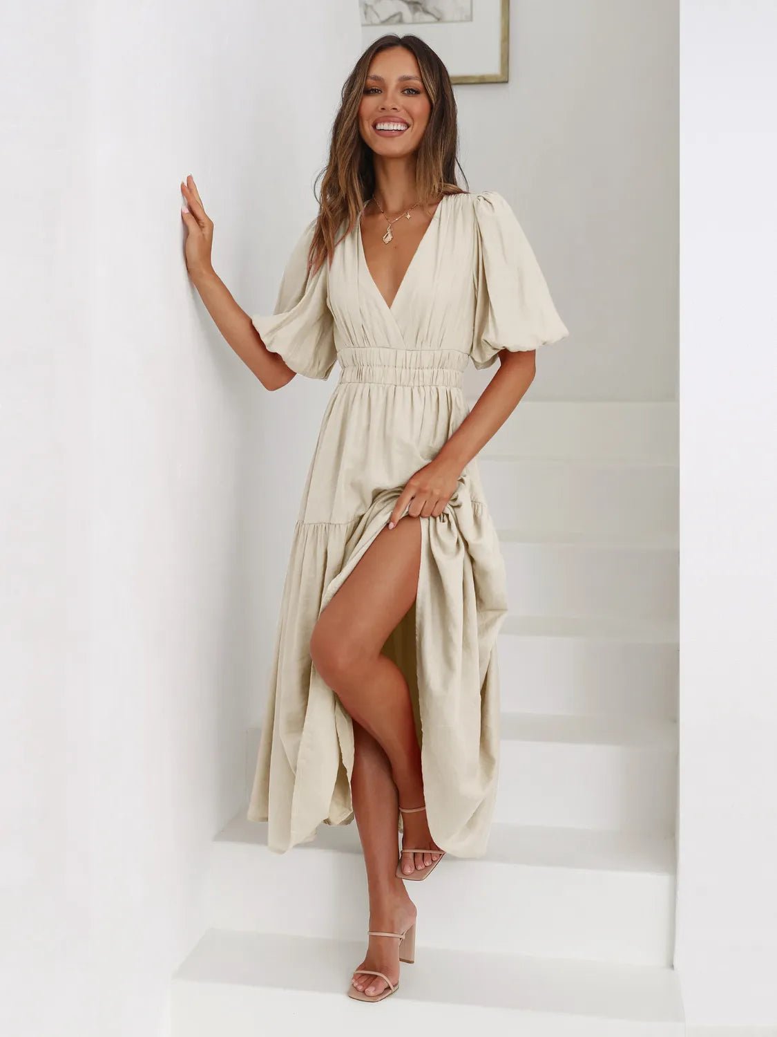 Half Sleeve Midi Dress - The Nicole - Tayan Dress Co.