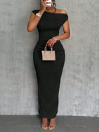 Textured Single Shoulder Maxi Dress - TNT Dress Co.
