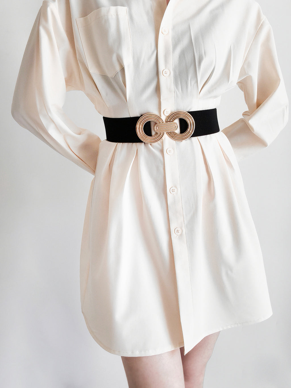 Geometric Buckle Elastic Wide Belt - TNT Dress Co.