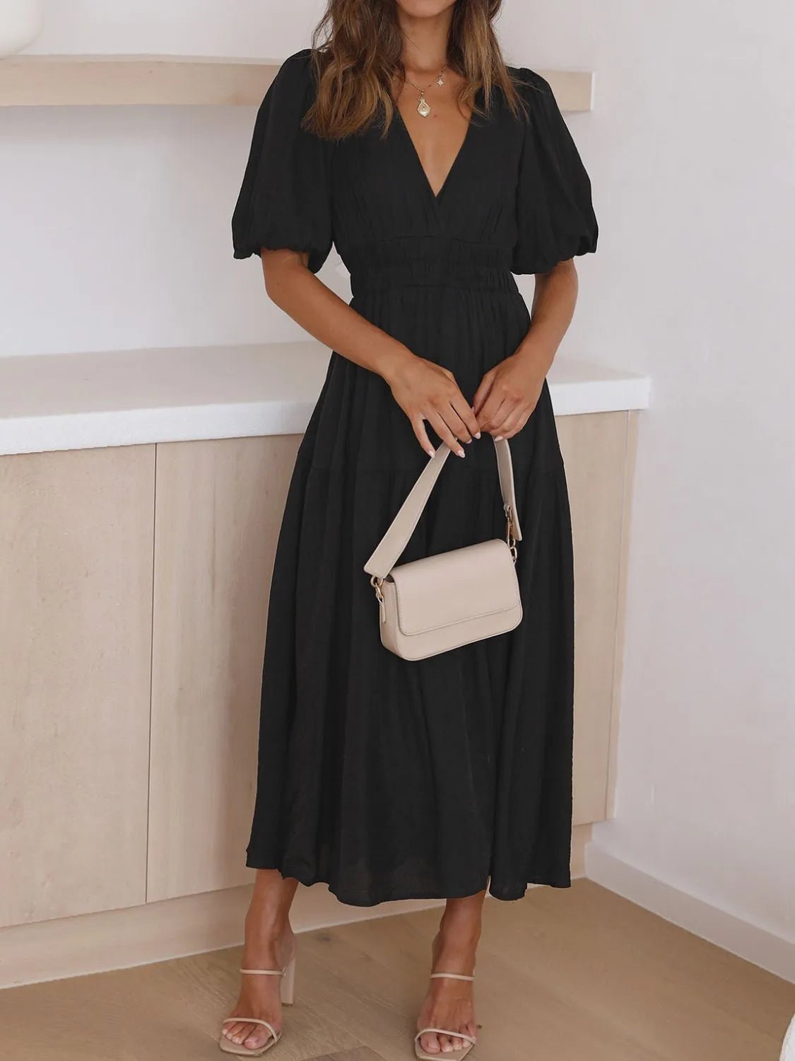 V - Neck Midi Dress - The Nicole - Tayan Dress Co.