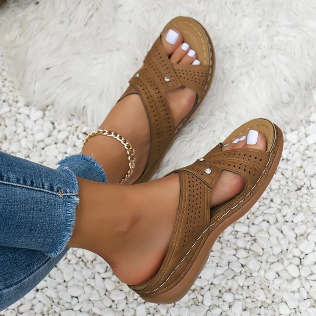 Open Toe Wedge Sandals - The Nicole - Tayan Dress Co.