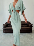 Tie Front Maxi Dress - The Nicole - Tayan Dress Co.