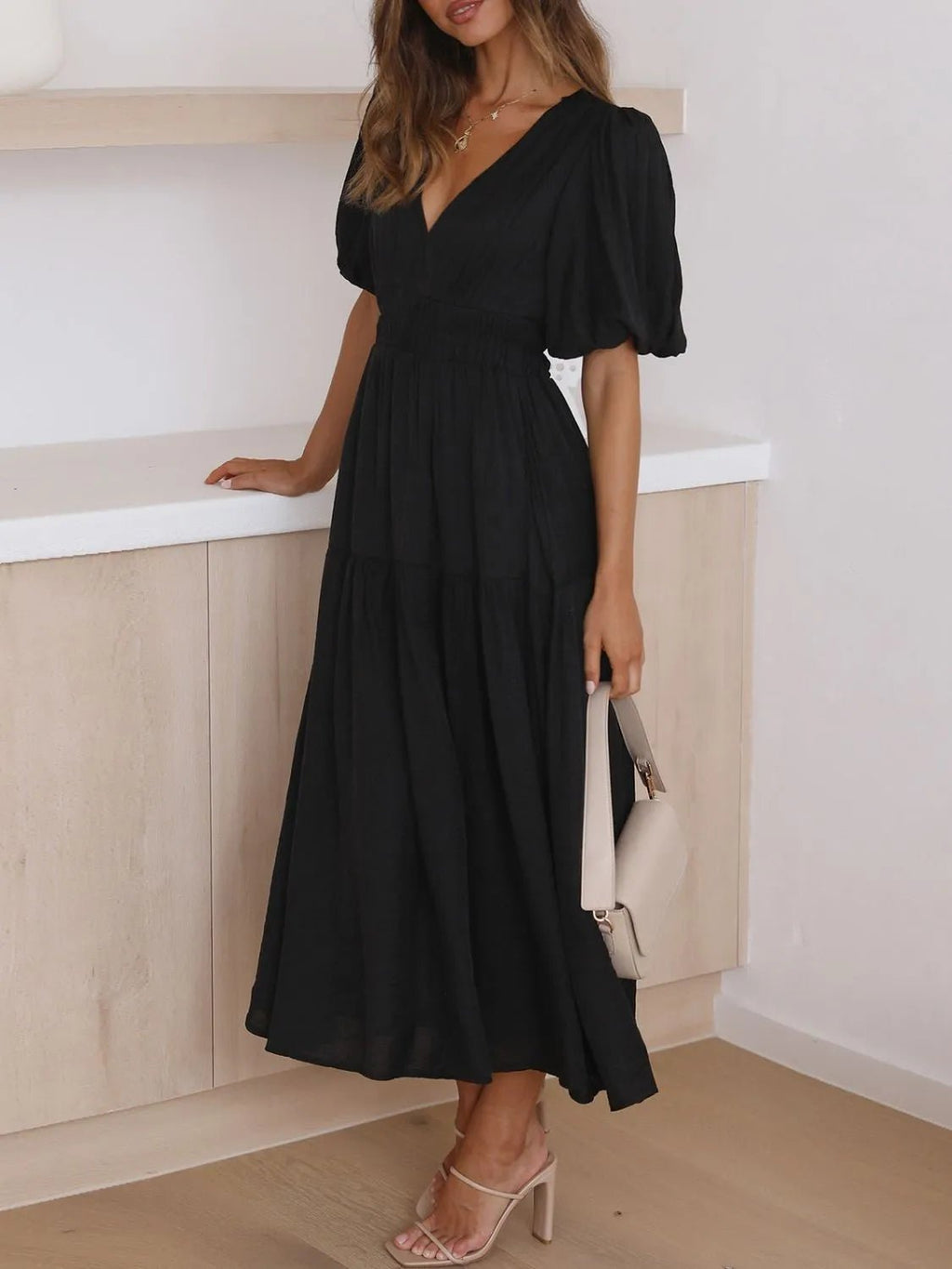 V - Neck Midi Dress - The Nicole - Tayan Dress Co.