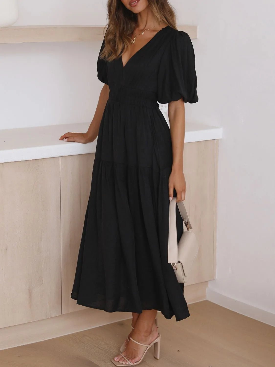 V - Neck Midi Dress - The Nicole - Tayan Dress Co.