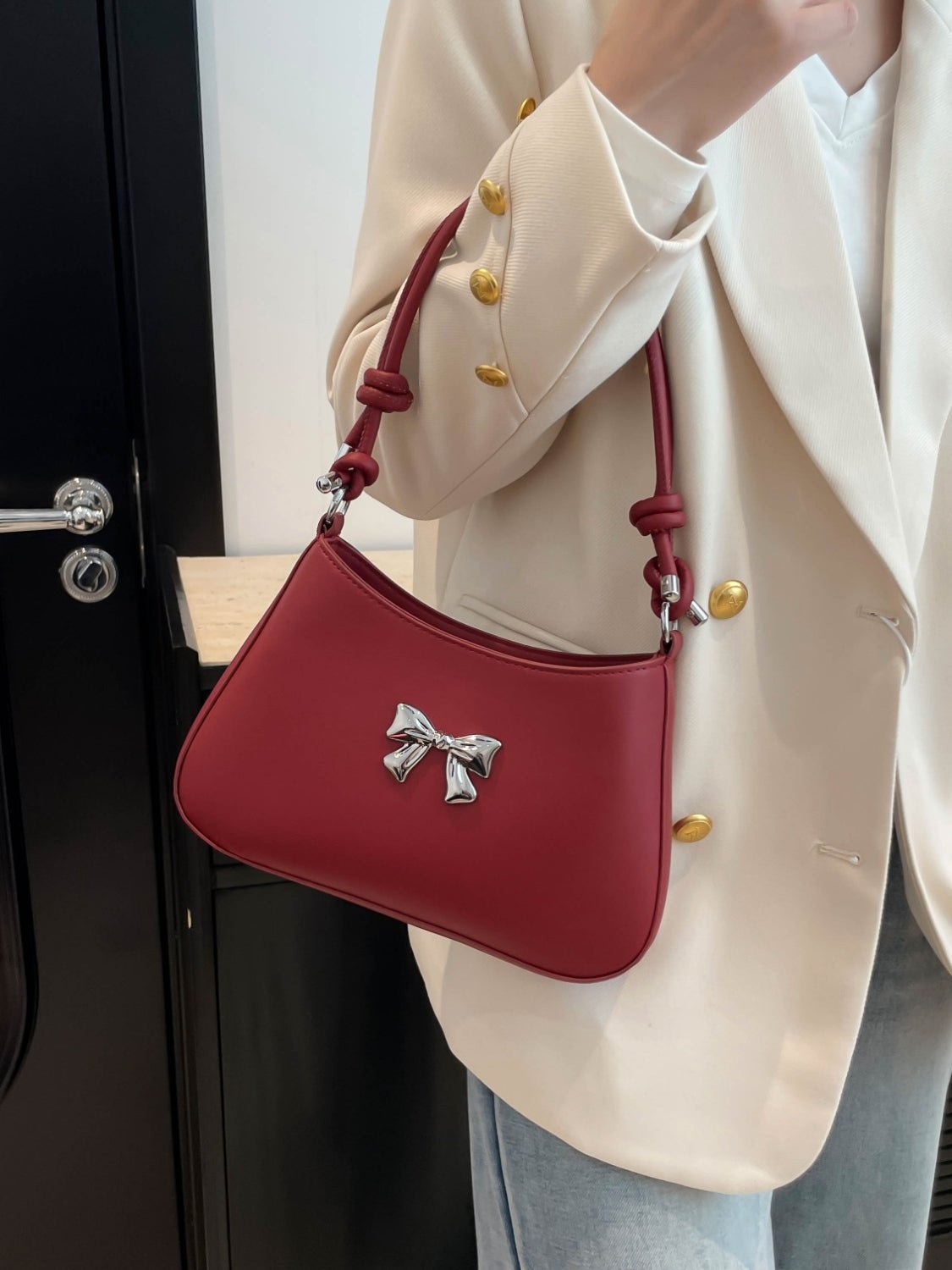 Bow - Detail PU Leather Knotted Strap Handbag - TNT Dress Co.