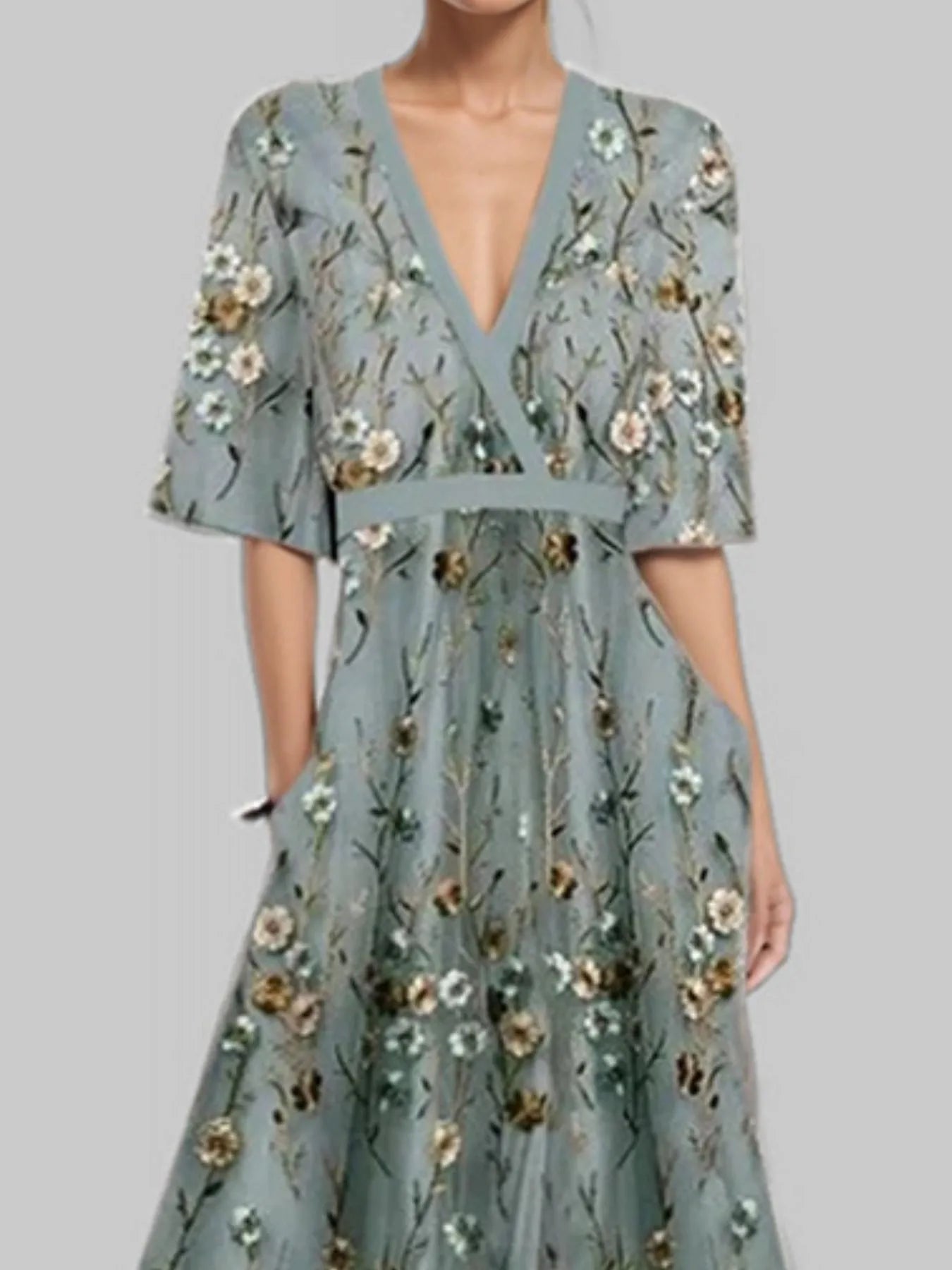 Floral Print Half Sleeve Maxi Dress - The Nicole - Tayan Dress Co.