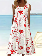 Printed Sleeveless Summer Midi Dress - TNT Dress Co.