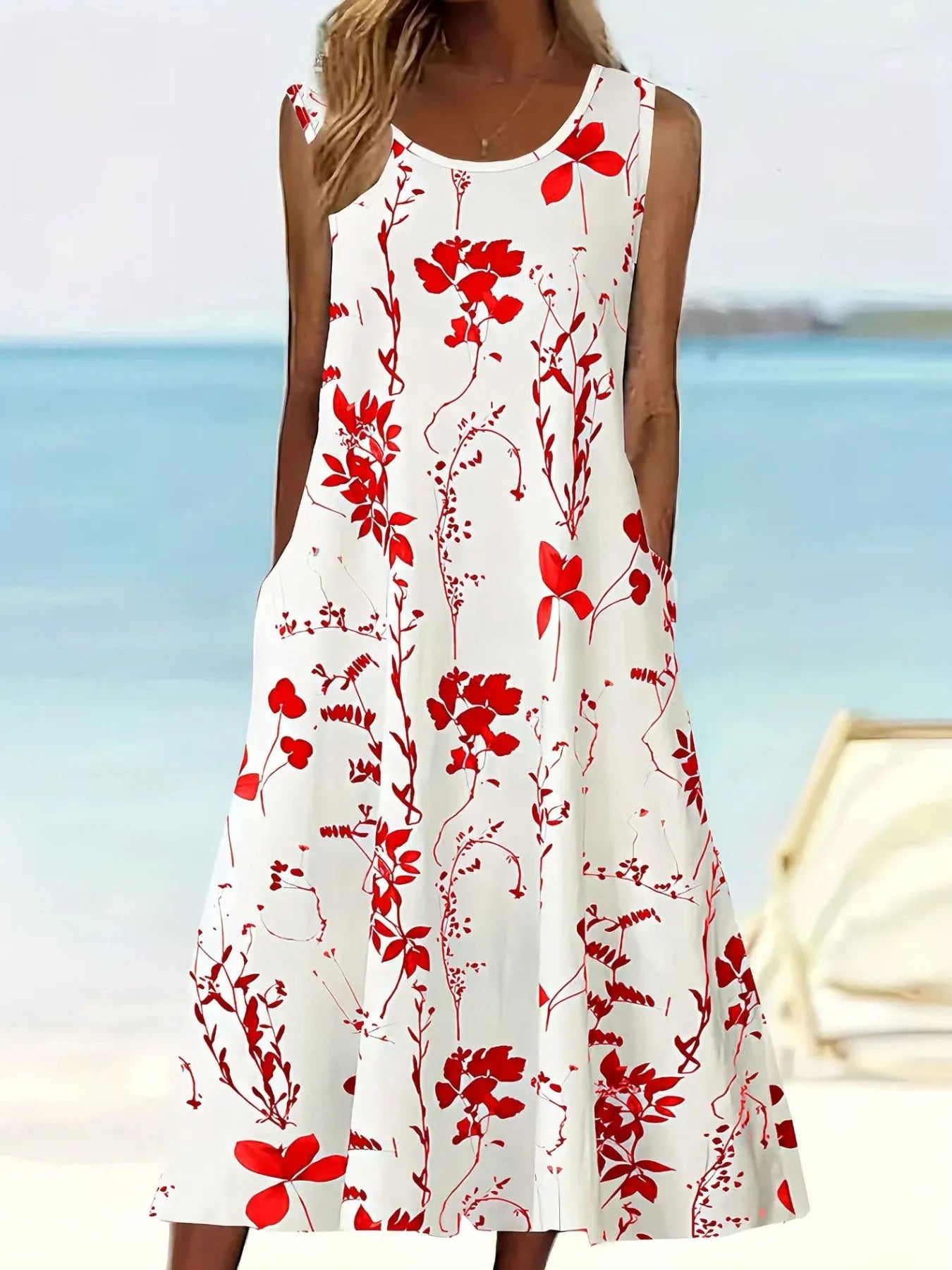 Printed Sleeveless Summer Midi Dress - TNT Dress Co.