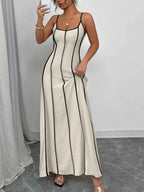 Contrast Trim Spaghetti Strap Maxi Dress