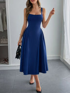 Square Neck Wide Strap Midi Dress - TNT Dress Co.