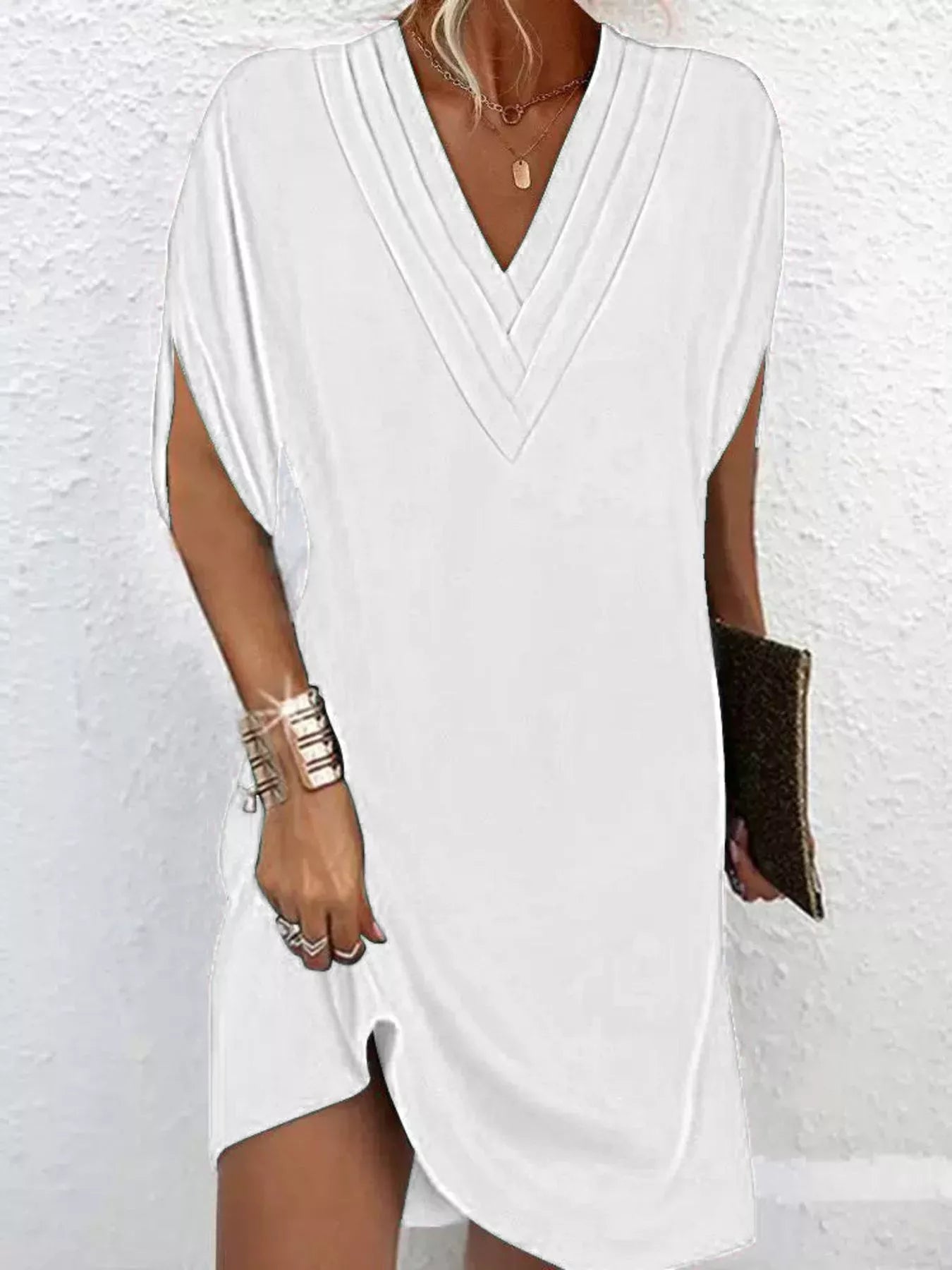 V - Neck Short Sleeve Dress - The Nicole - Tayan Dress Co.