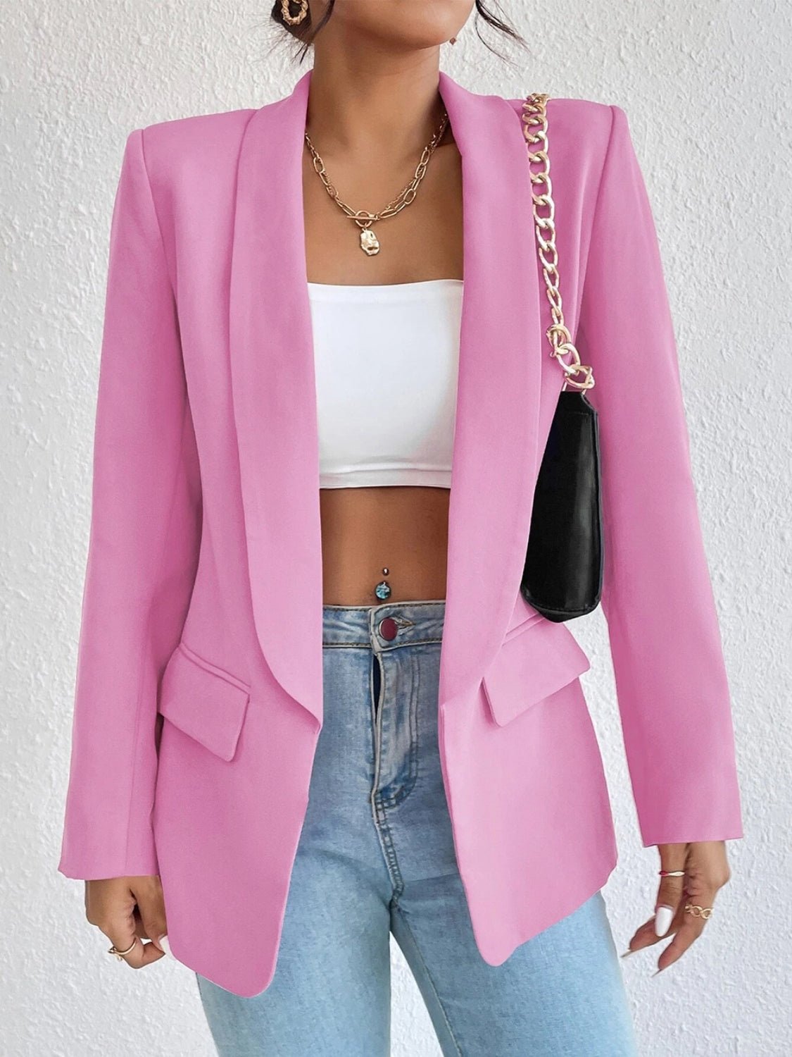 Shawl Collar Long Sleeve Blazer - TNT Dress Co.