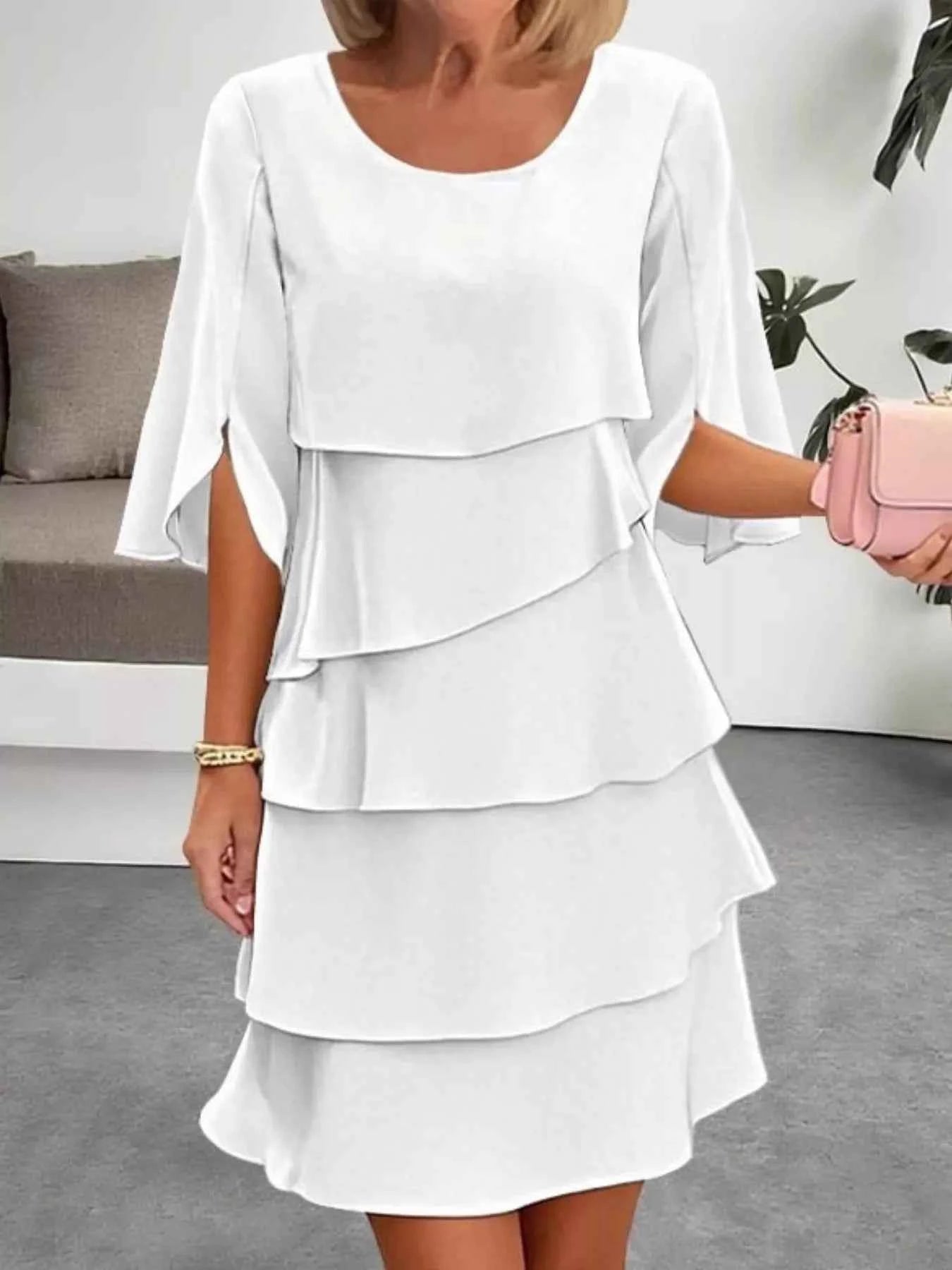 Ruffled Layered Sleeve Dress