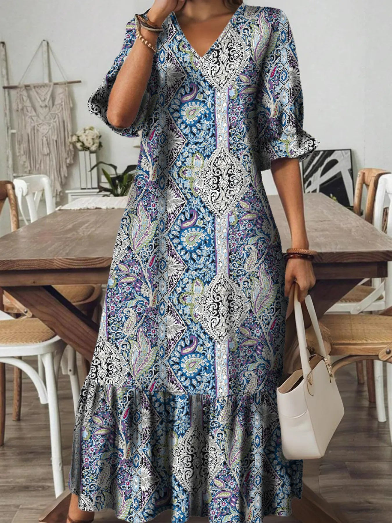 V - Neck Midi Dress - The Nicole - Tayan Dress Co.