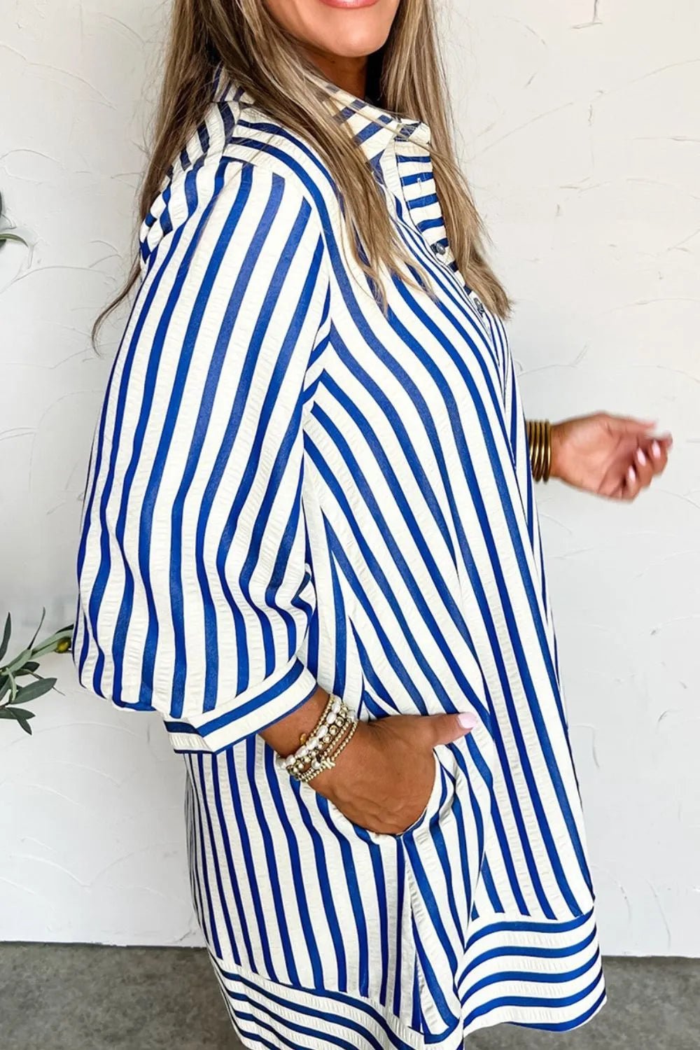 Striped Button Front Dress - The Nicole - Tayan Dress Co.