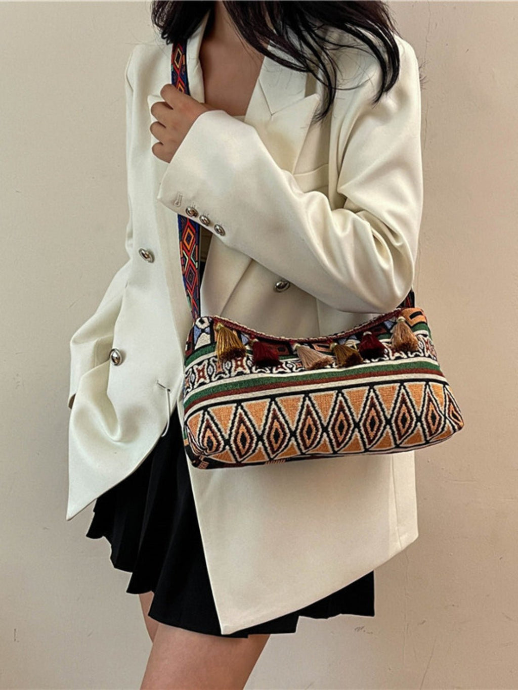 Adjustable Strap Shoulder Bag with Tassel Detail - TNT Dress Co.