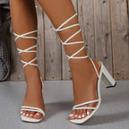 Lace - Up Heel Sandals - The Nicole - Tayan Dress Co.