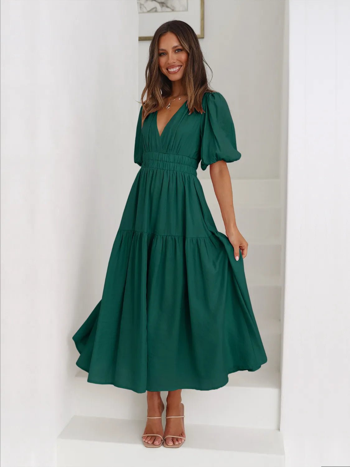 Half Sleeve Midi Dress - The Nicole - Tayan Dress Co.