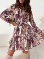 Floral Long Sleeve Dress with Ruffle Hem - TNT Dress Co.