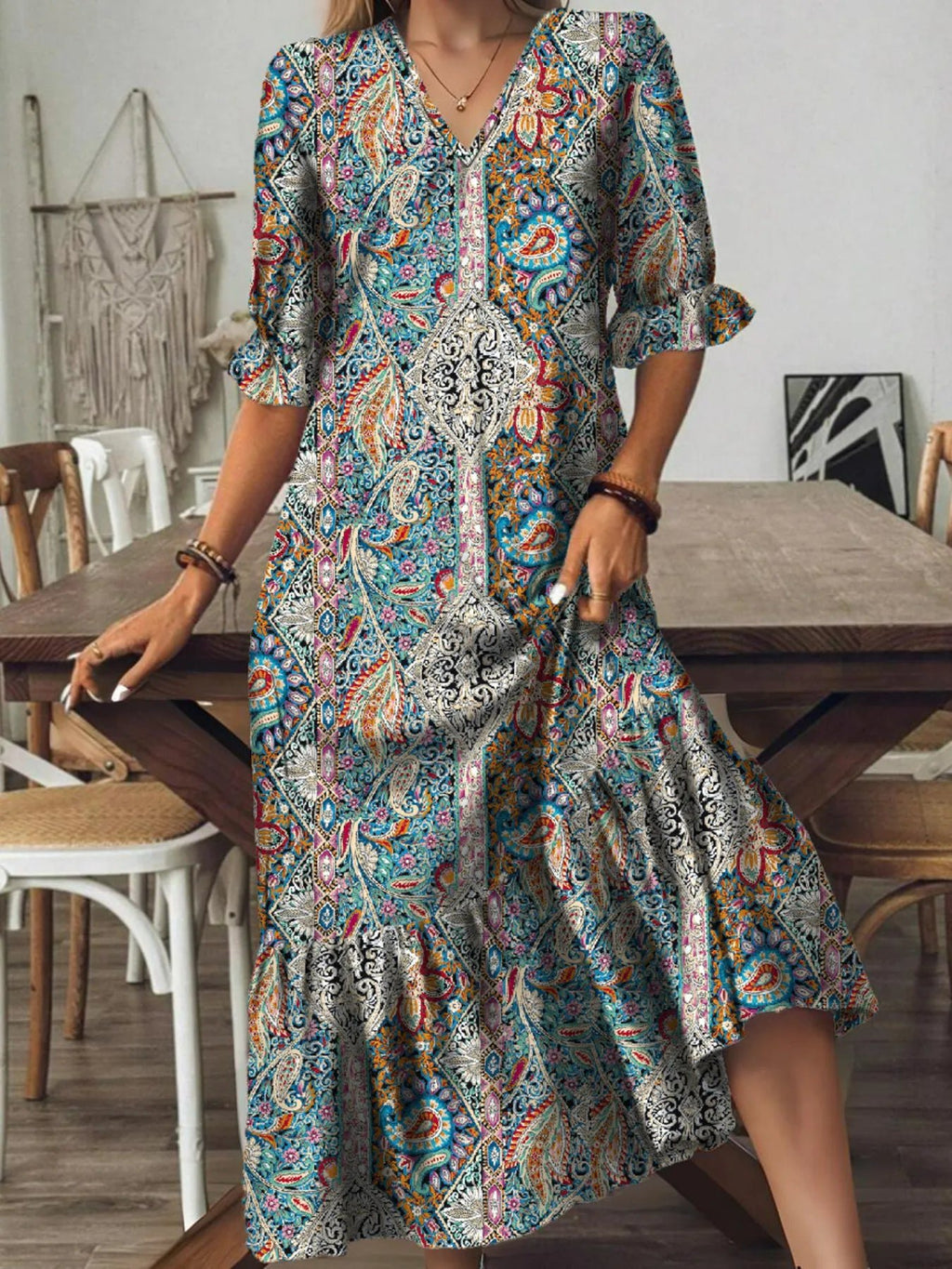 V - Neck Midi Dress - The Nicole - Tayan Dress Co.