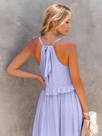 Ruffled Sleeveless Tiered Maxi Dress with Pockets - TNT Dress Co.