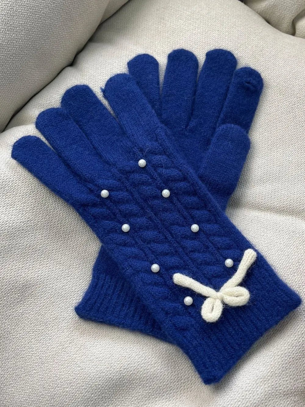 Pearl Bow Five - Finger Gloves - The Nicole - Tayan Dress Co.