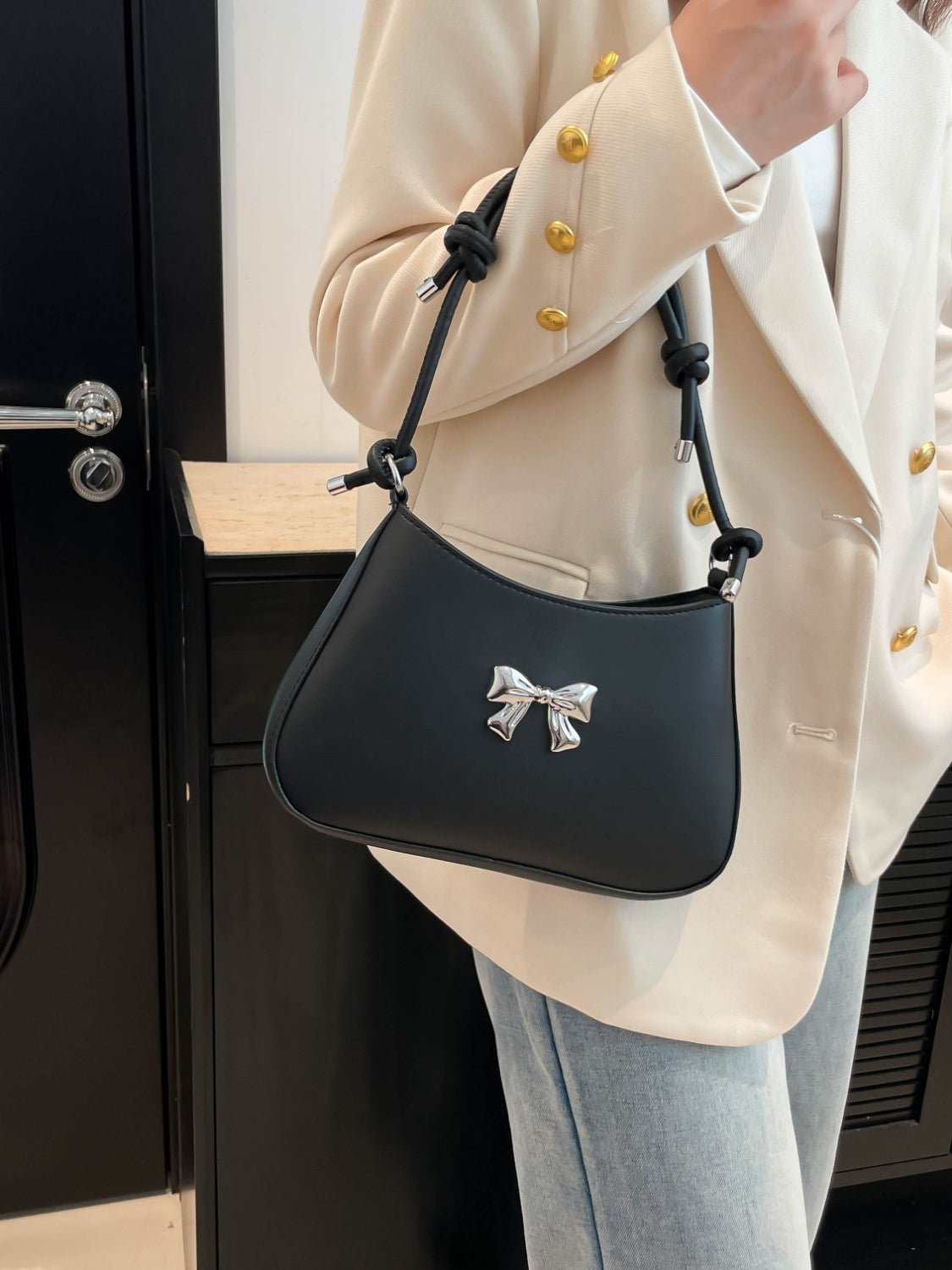 Bow - Detail PU Leather Knotted Strap Handbag - TNT Dress Co.