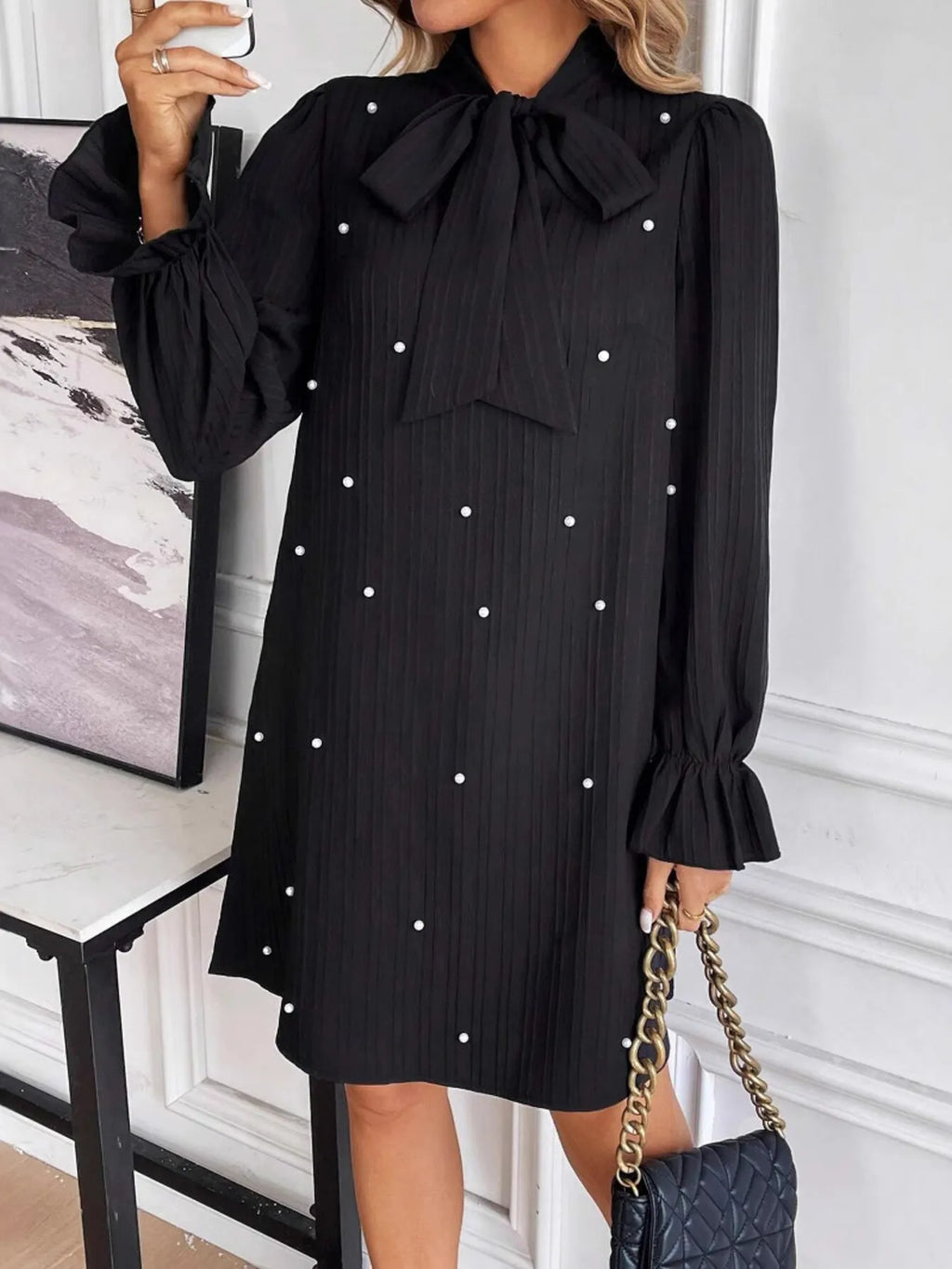 Bow Tie Flounce Sleeve Dress - The Nicole - Tayan Dress Co.