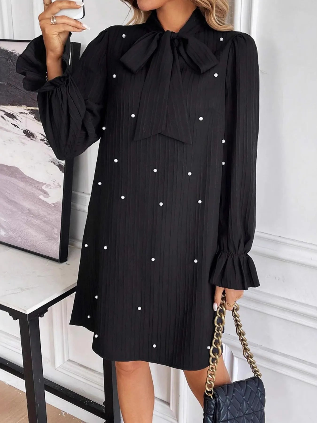 Bow Tie Flounce Sleeve Dress - The Nicole - Tayan Dress Co.