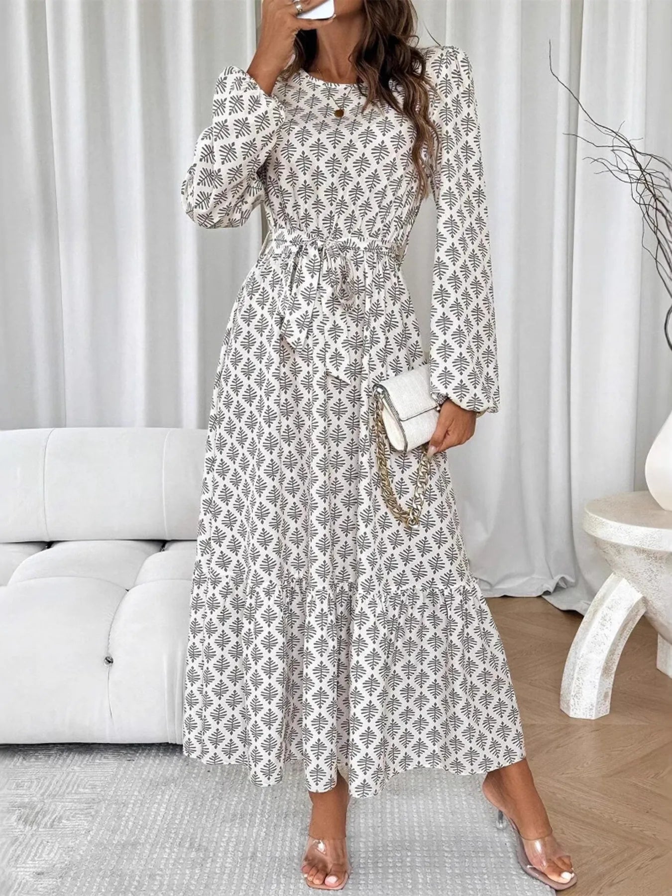 Printed Long Sleeve Dress - The Nicole - Tayan Dress Co.