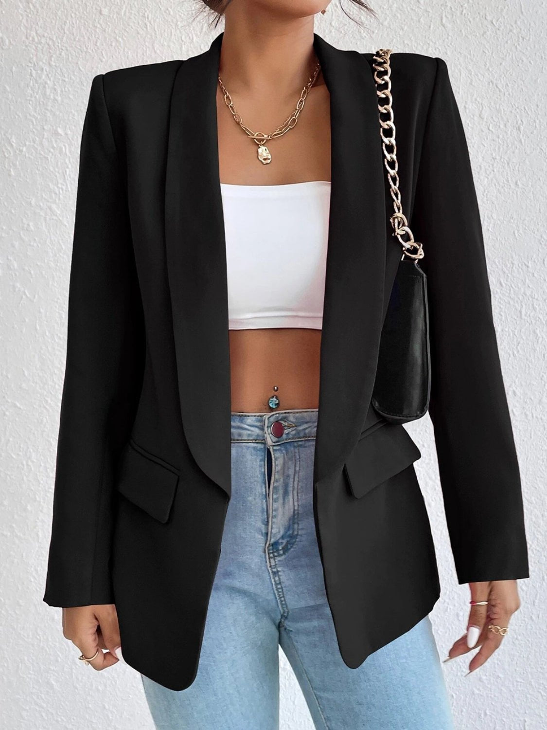 Shawl Collar Long Sleeve Blazer - TNT Dress Co.