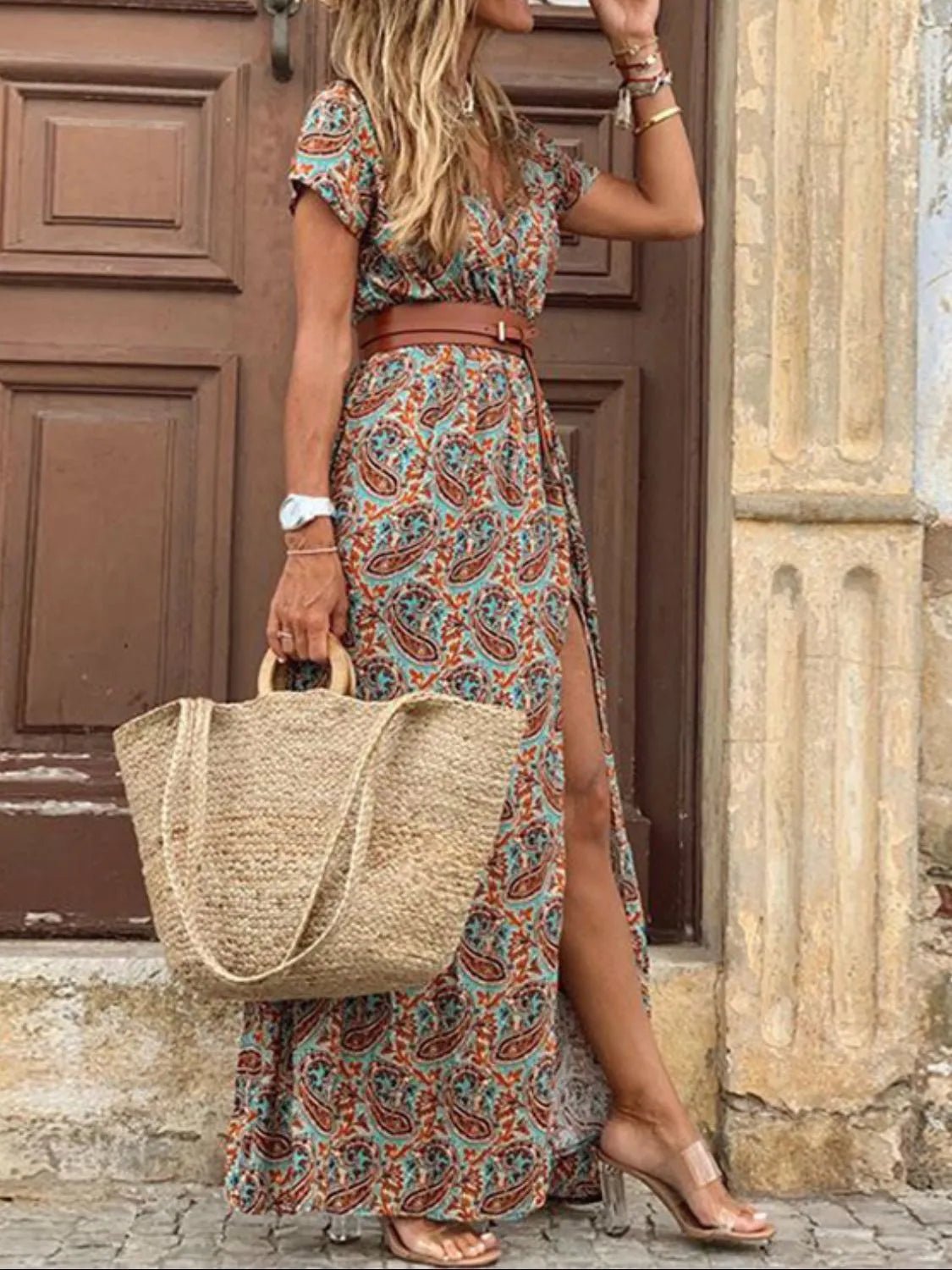 V - Neck Short Sleeve Maxi Dress - The Nicole - Tayan Dress Co.