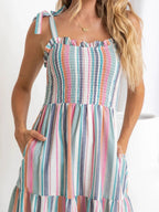 Contrast Striped Square Neck Cami Dress - TNT Dress Co.