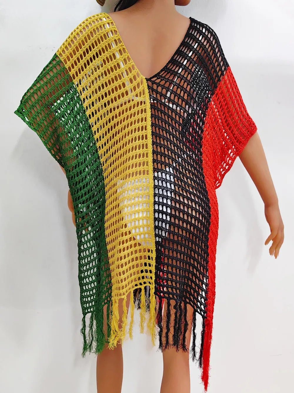 Fringe Color Block Scoop Neck Cover Up - TNT Dress Co.