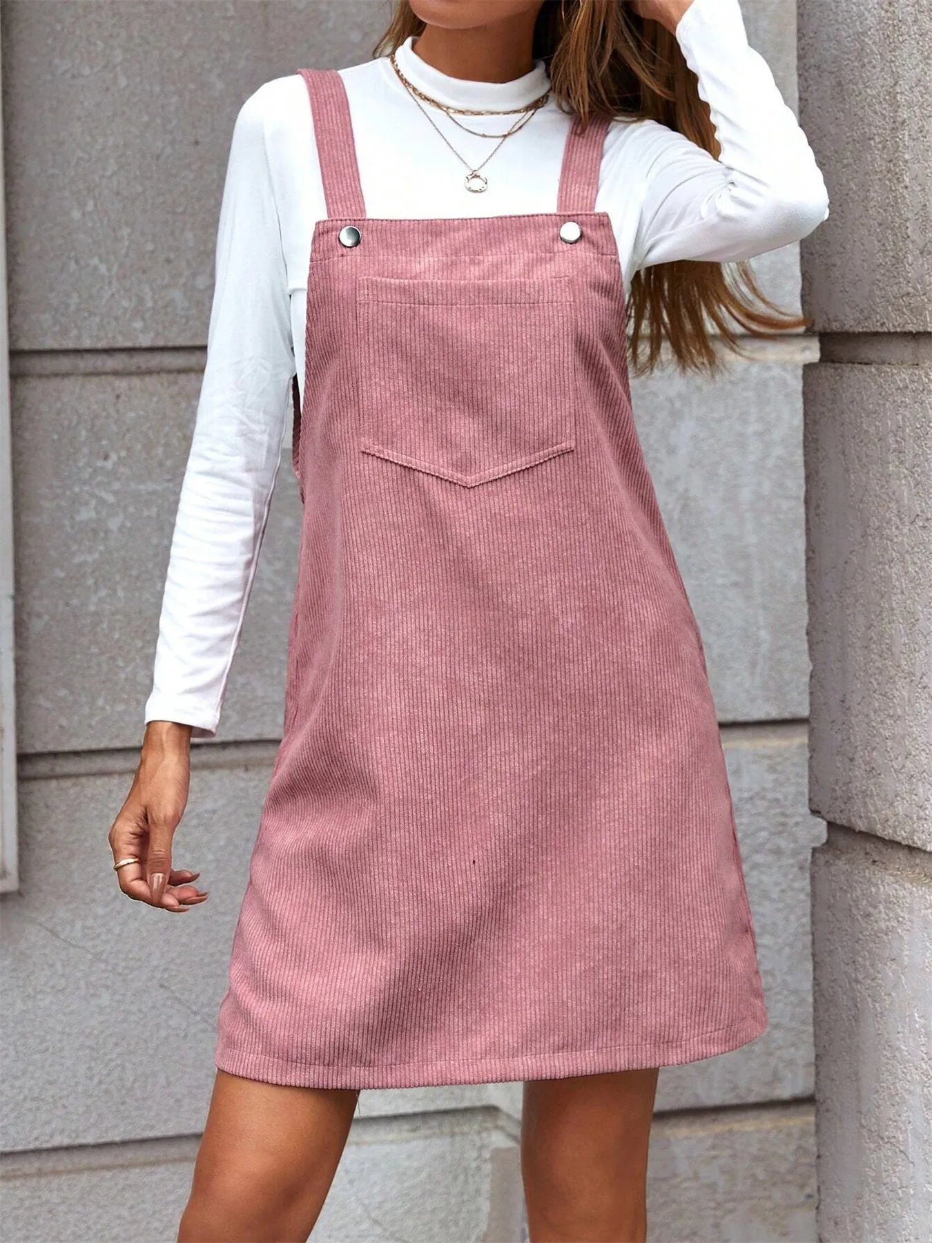 Corduroy Overall Mini Dress - The Nicole - Tayan Dress Co.