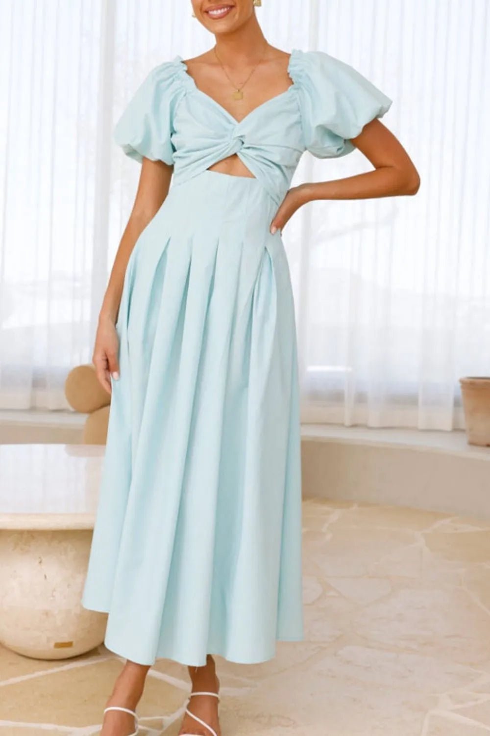 Sweetheart Neck Puff Sleeve Dress - TNT Dress Co.