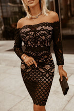 Off - Shoulder Long Sleeve Lace Dress - TNT Dress Co.