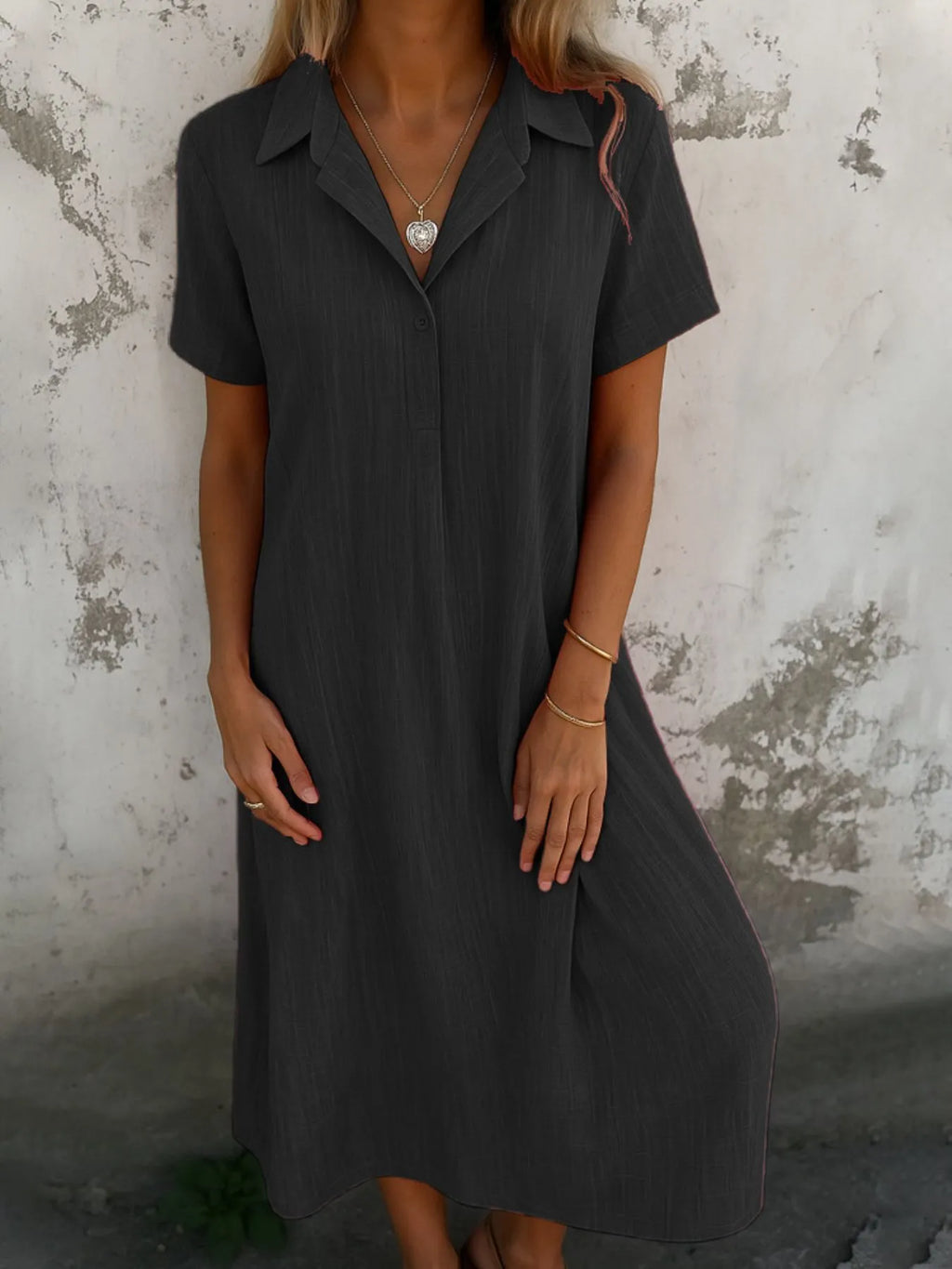 Short Sleeve Shirt Dress with Collar - The Nicole - Tayan Dress Co.