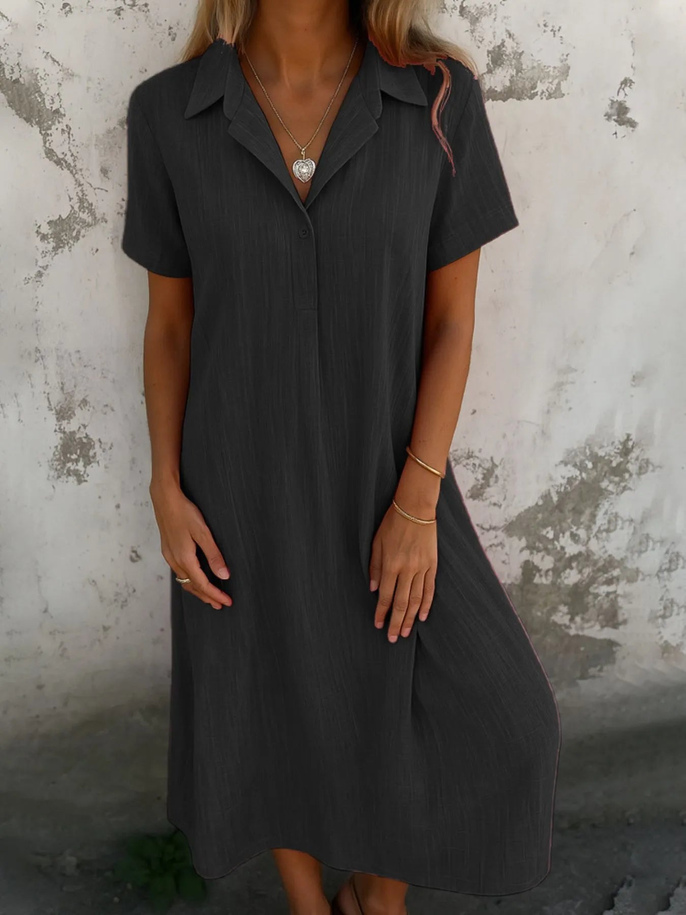 Short Sleeve Shirt Dress with Collar - The Nicole - Tayan Dress Co.