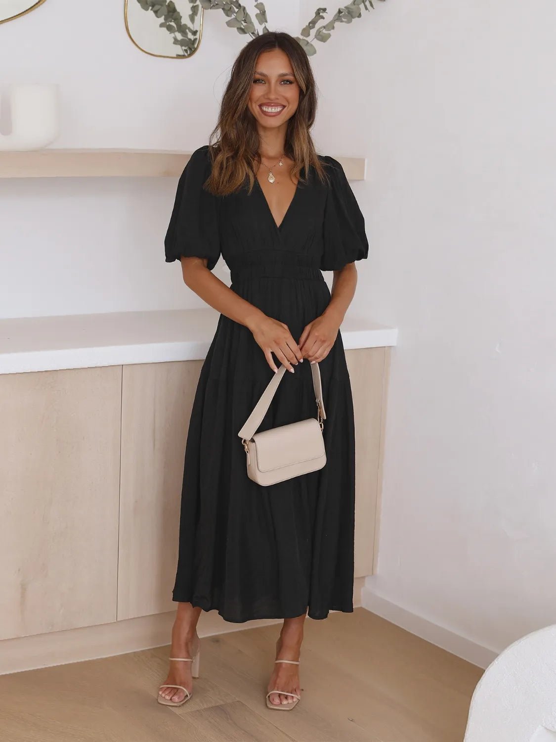 Half Sleeve Midi Dress - The Nicole - Tayan Dress Co.