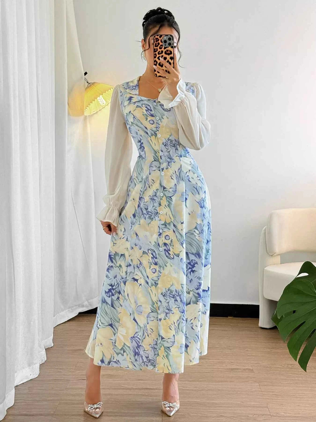 Flounce Long Sleeve Dress