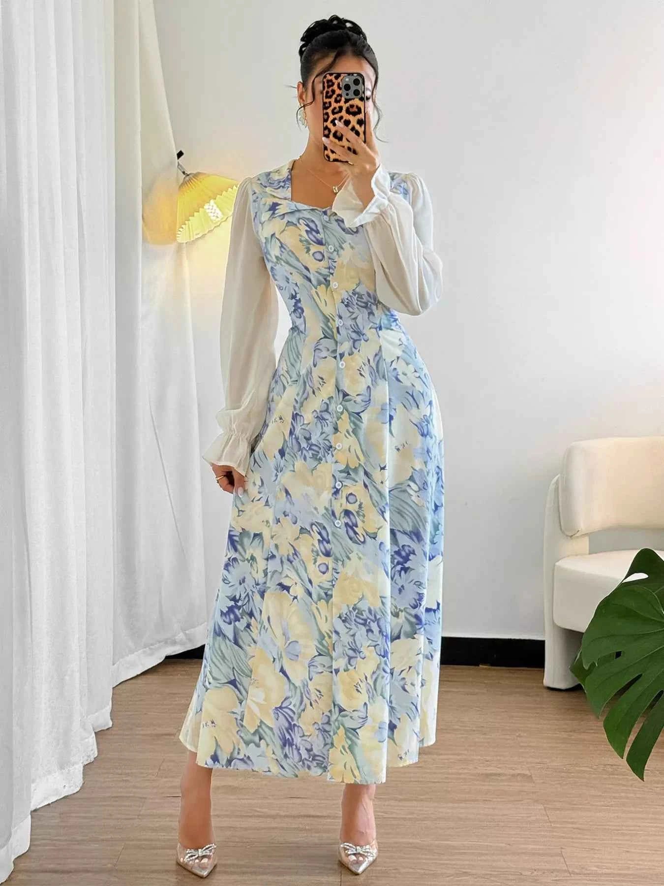 Flounce Long Sleeve Dress