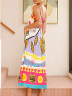 Tied Front Printed Slit Maxi Cami Dress - TNT Dress Co.